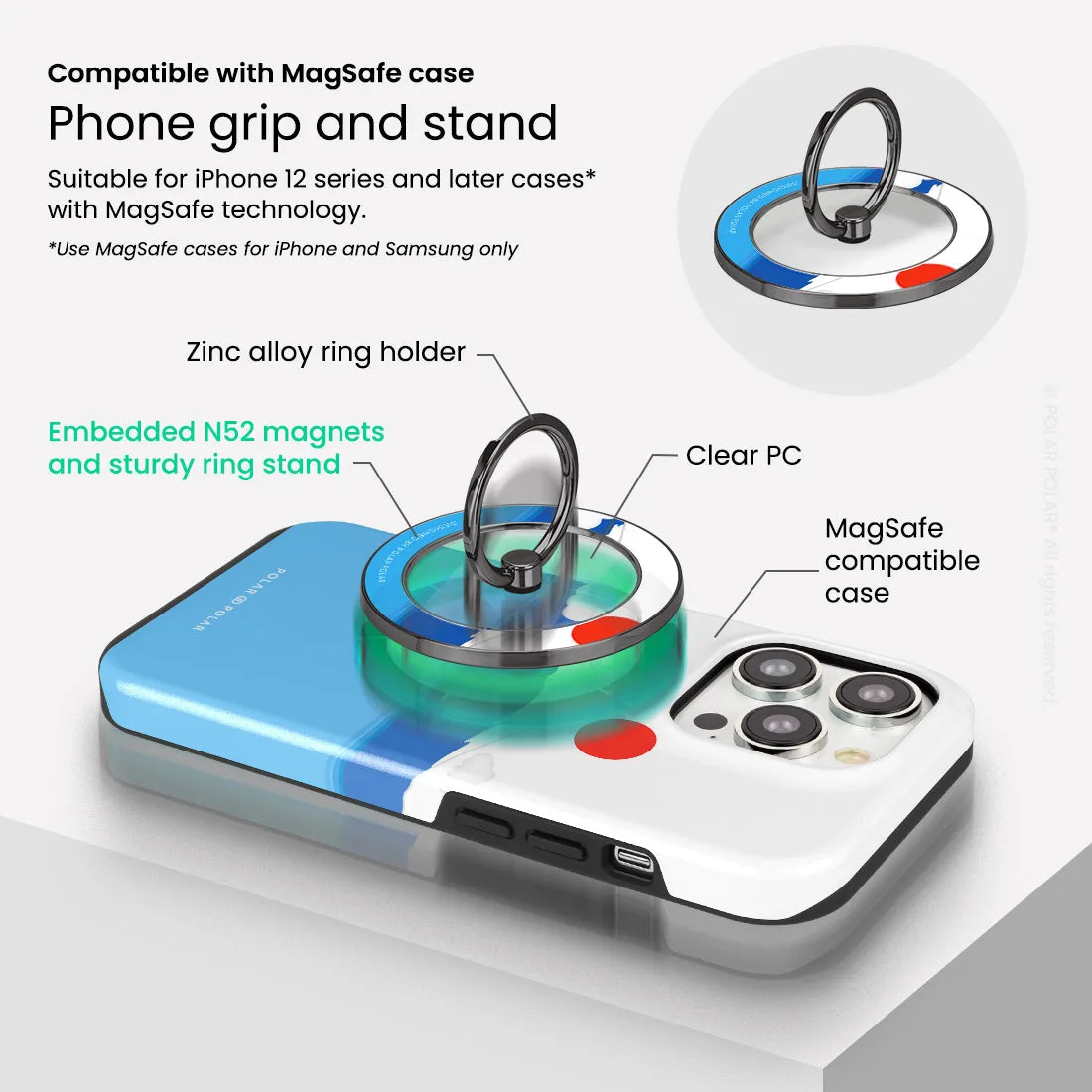 Summer Fujisan - Black MagSafe Phone Grip and Ring Holder Stand