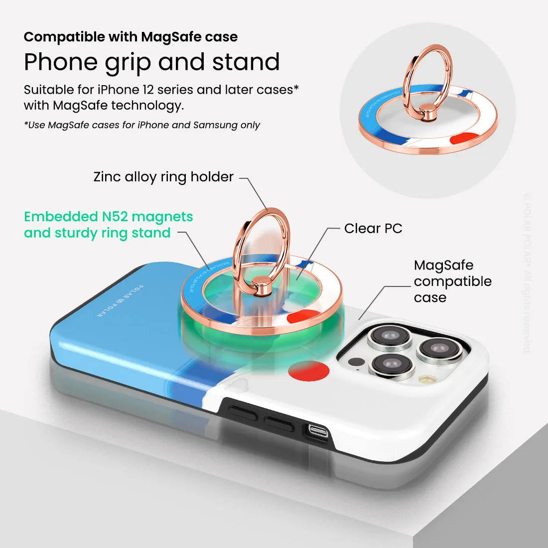 Summer Fujisan - Rose Gold MagSafe Phone Grip and Ring Holder Stand