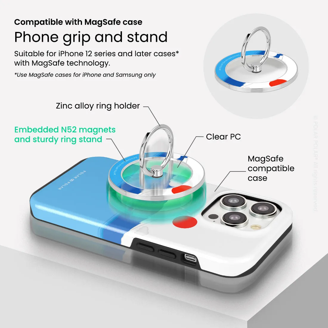 Summer Fujisan - Silver MagSafe Phone Grip and Ring Holder Stand