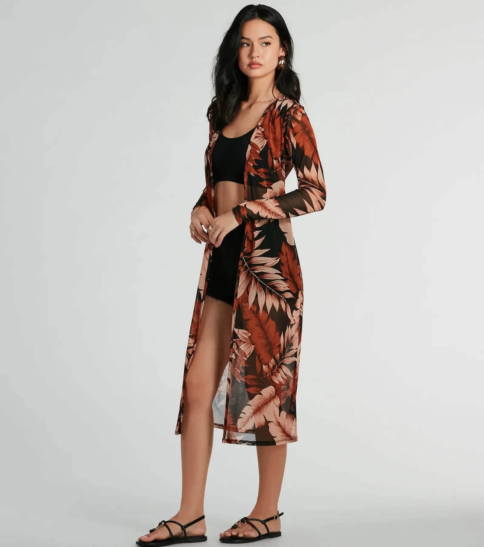 Sway With The Palm Print Mesh Duster