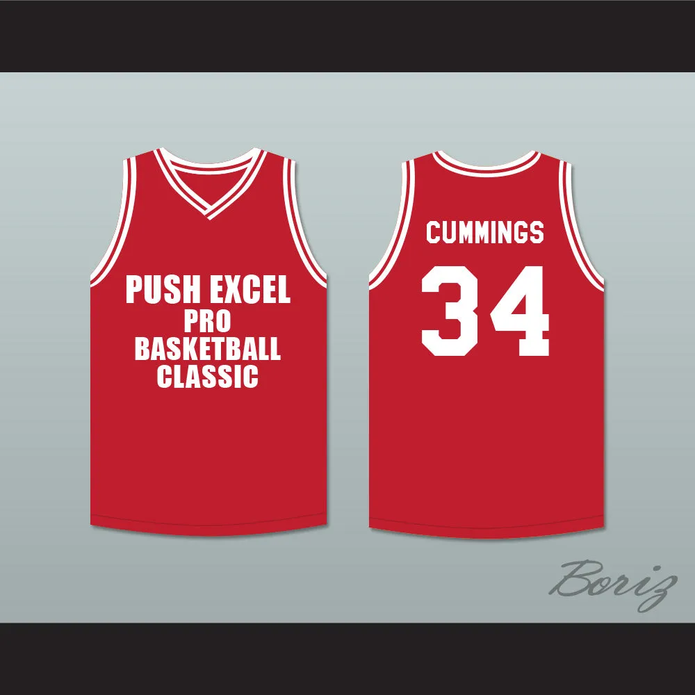 Terry Cummings 34 Push Excel Pro Basketball Classic Red Basketball Jersey 1988 Charity Event