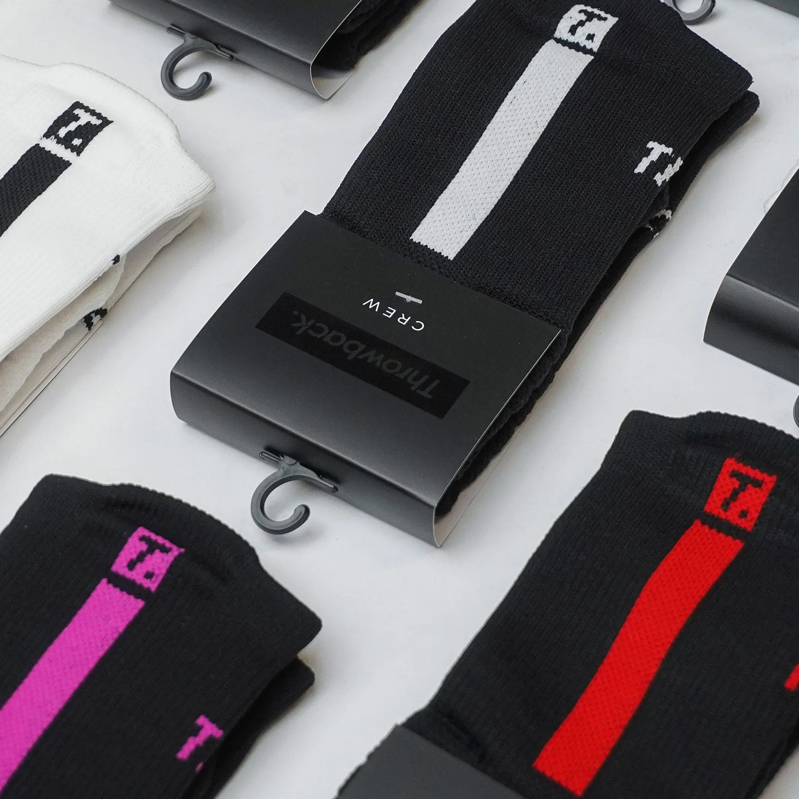 Throwback Cushion Crew Socks - Black/Red