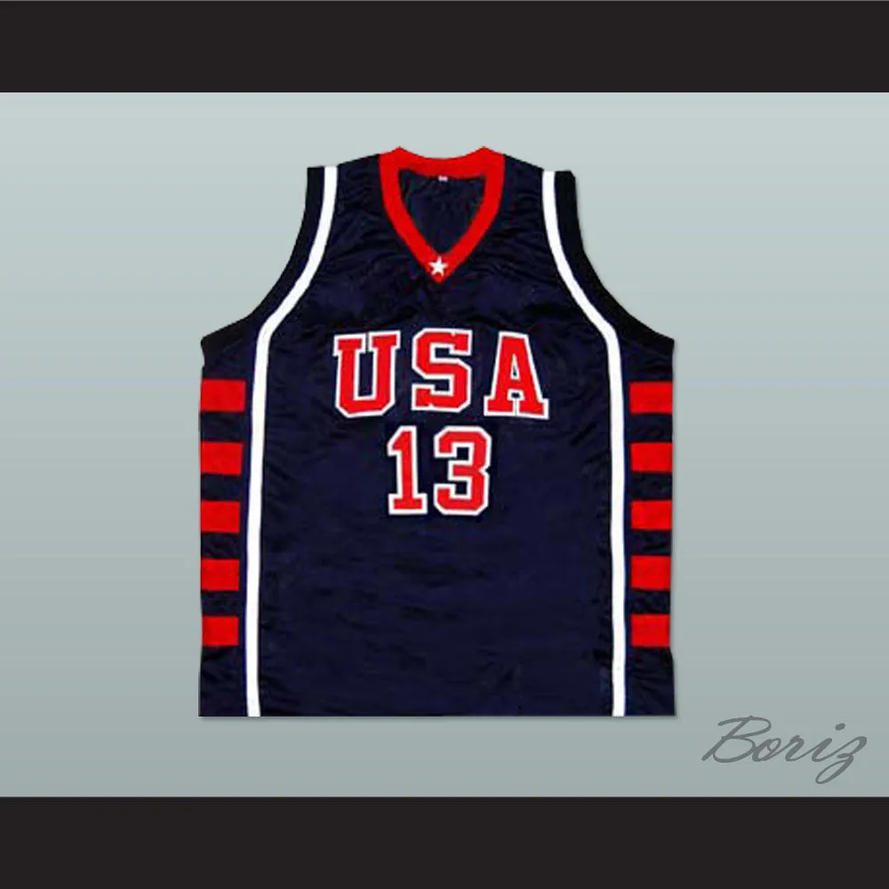 Tim Duncan 13 USA Team Navy Blue Basketball Jersey