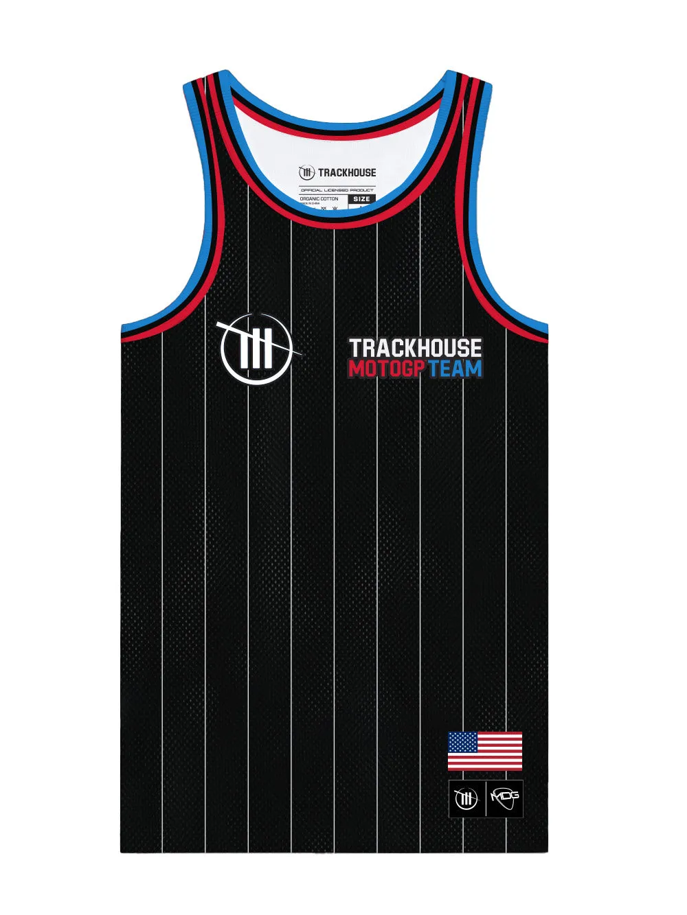 Trackhouse MotoGP Team Lifestyle Unisex Striped Basketball Singlet