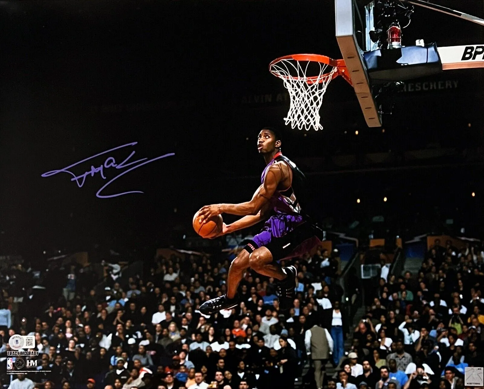 Tracy McGrady Toronto Raptors Signed 2000 Slam Dunk Contest 16x20 Photo BAS