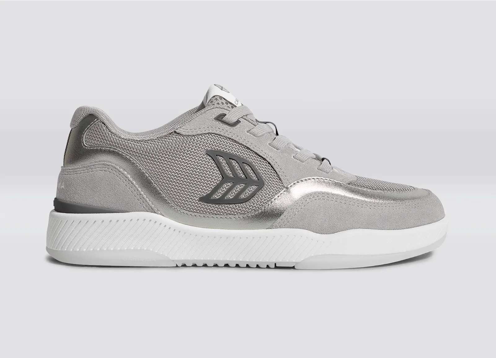UBA Light Grey Suede and Mesh Charcoal Grey Logo Silver Accents Sneaker Women