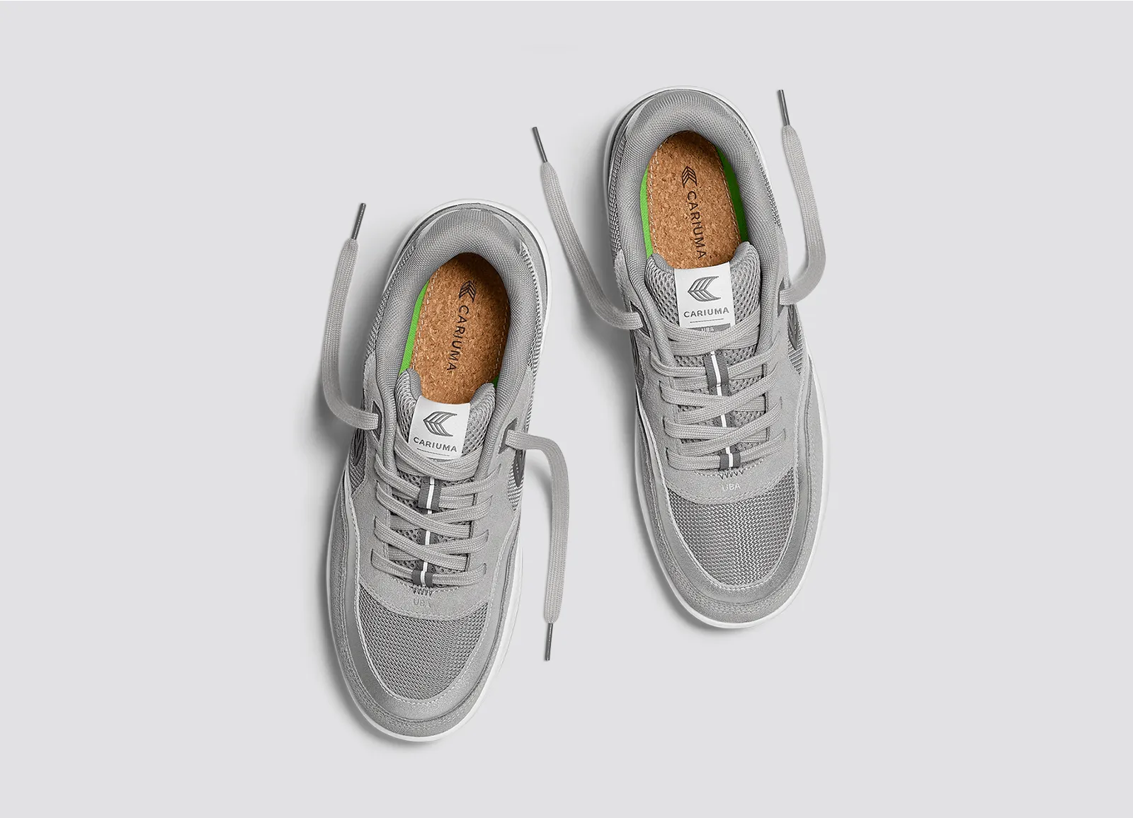 UBA Light Grey Suede and Mesh Charcoal Grey Logo Silver Accents Sneaker Women
