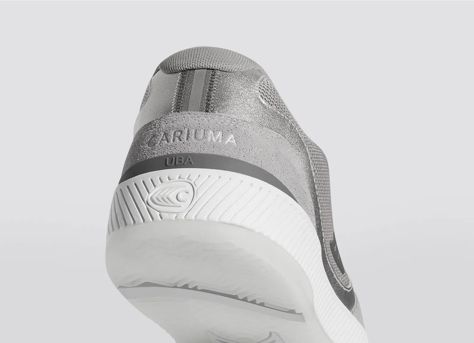 UBA Light Grey Suede and Mesh Charcoal Grey Logo Silver Accents Sneaker Women