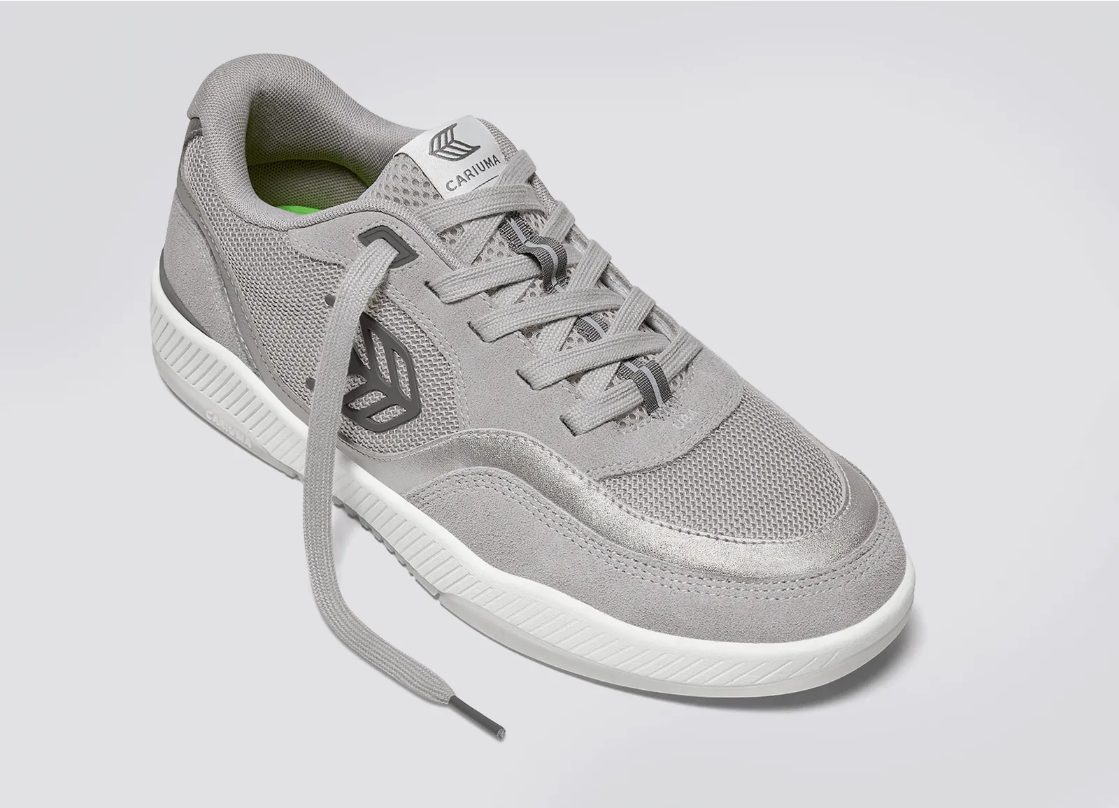 UBA Light Grey Suede and Mesh Charcoal Grey Logo Silver Accents Sneaker Women