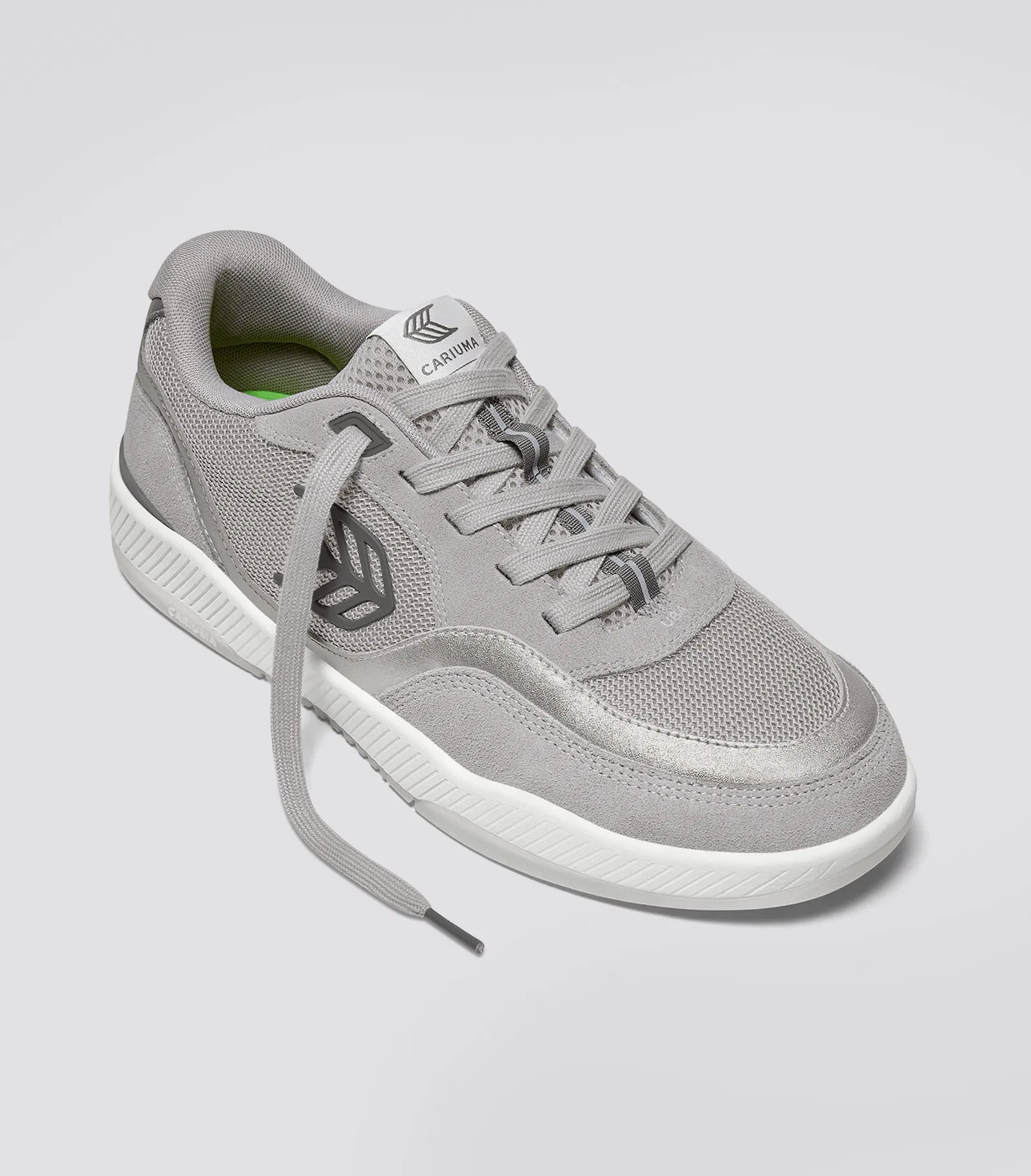 UBA Light Grey Suede and Mesh Charcoal Grey Logo Silver Accents Sneaker Women