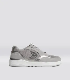 UBA Light Grey Suede and Mesh Charcoal Grey Logo Silver Accents Sneaker Women