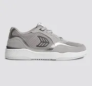 UBA Light Grey Suede and Mesh Charcoal Grey Logo Silver Accents Sneaker Women
