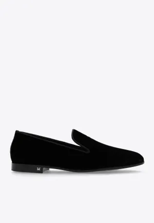 Velvet Loafers with Leather Trims