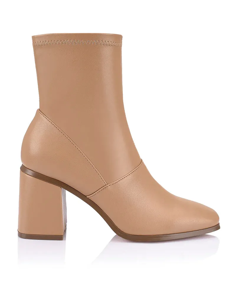 Verali Lila Dark Camel Stretch Ankle Boots