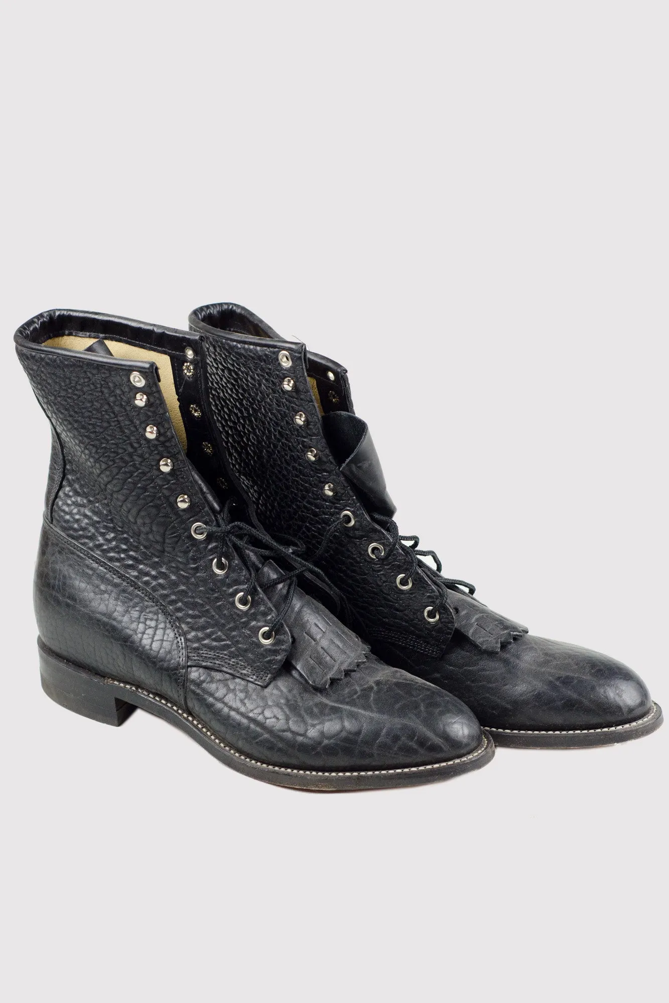 Vintage Bison Leather Justin Boots