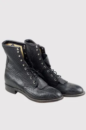 Vintage Bison Leather Justin Boots