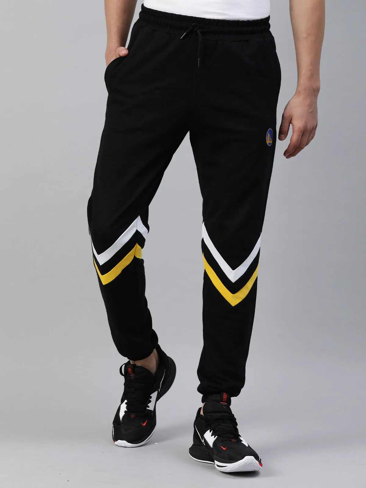 Warriors: Contrast Stripe Joggers - Black