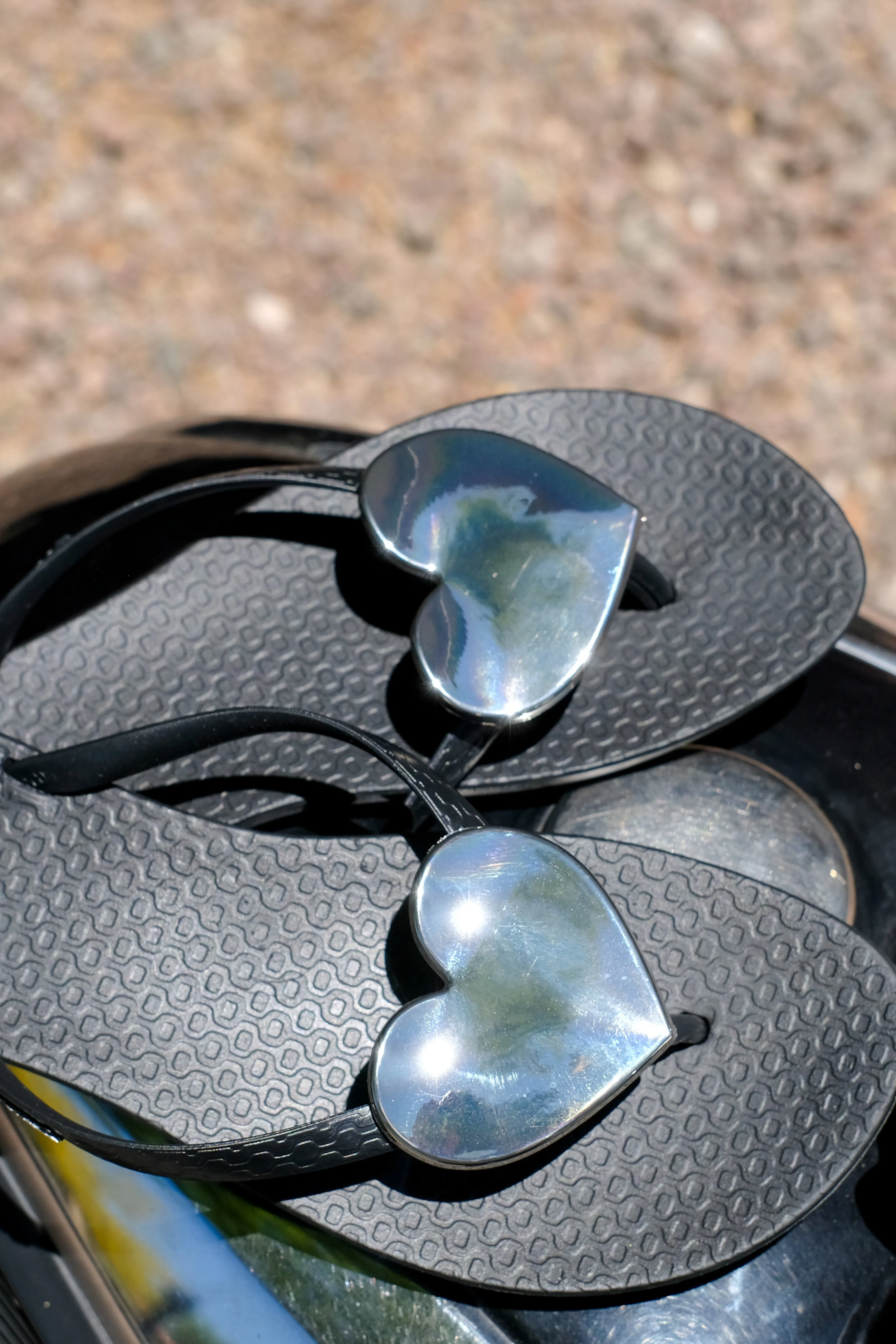 WAVE HEART II FLIP FLOP-BLACK/SILVER
