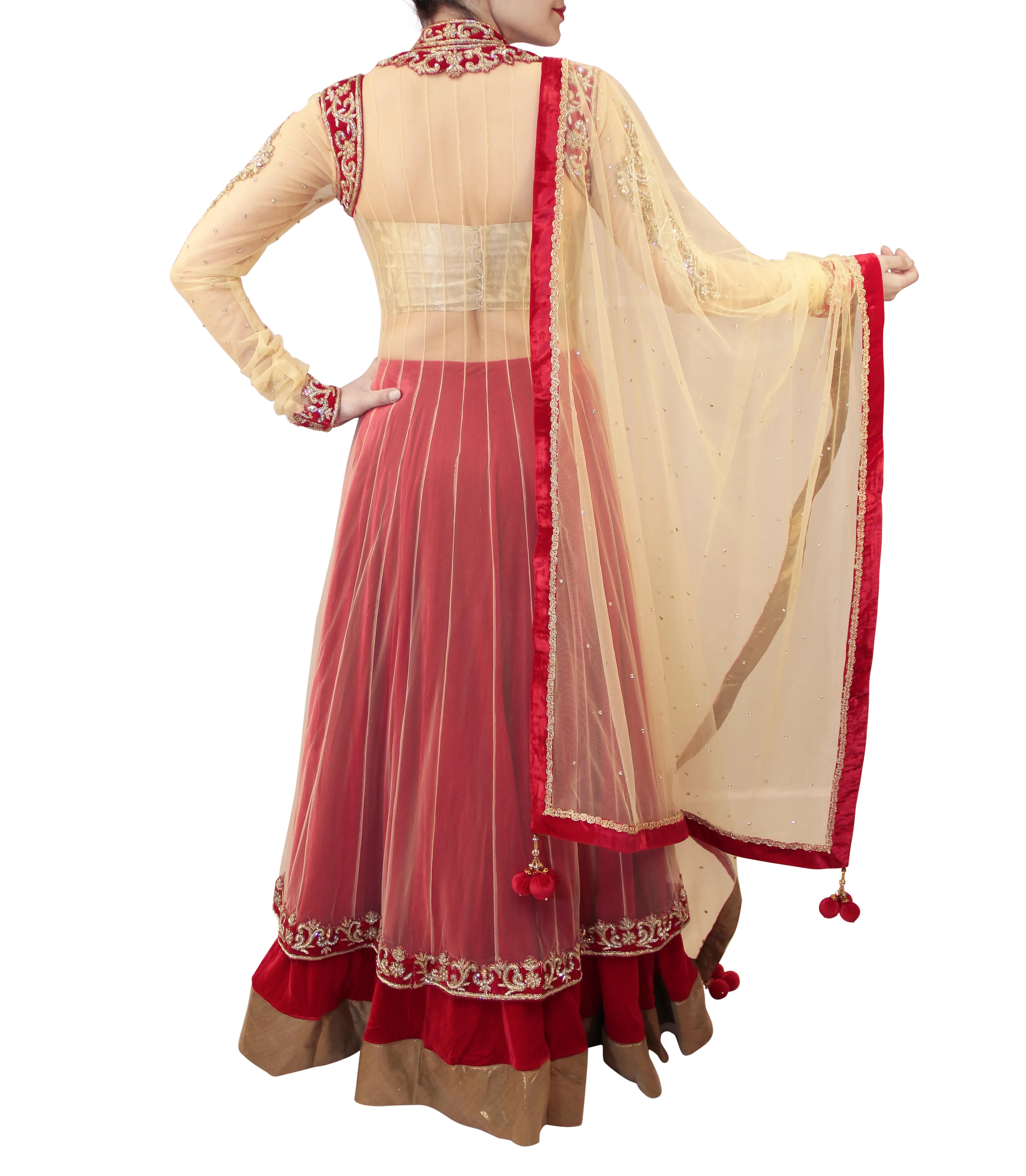 WHITE BRIDAL LACHA STYLE