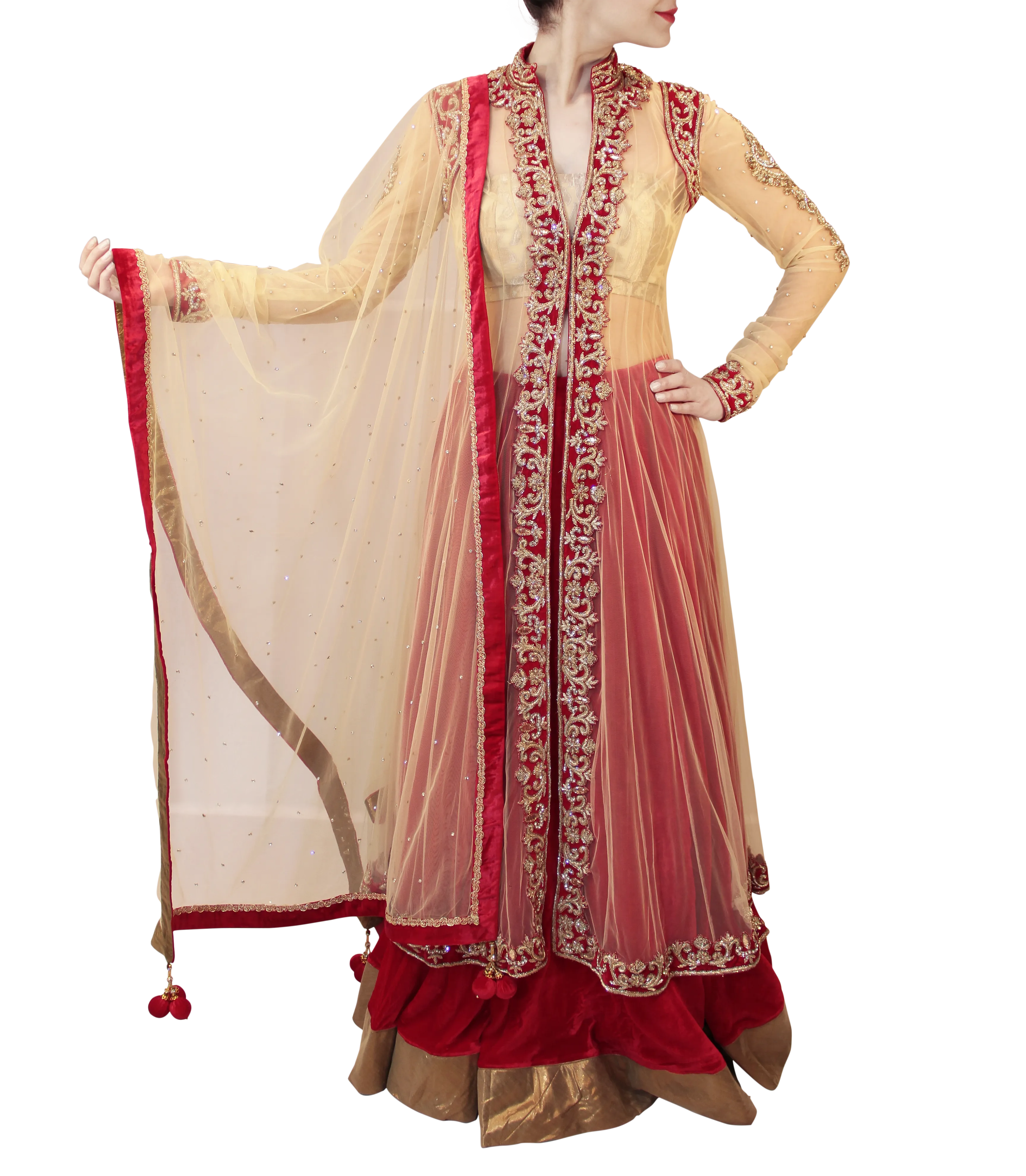 WHITE BRIDAL LACHA STYLE