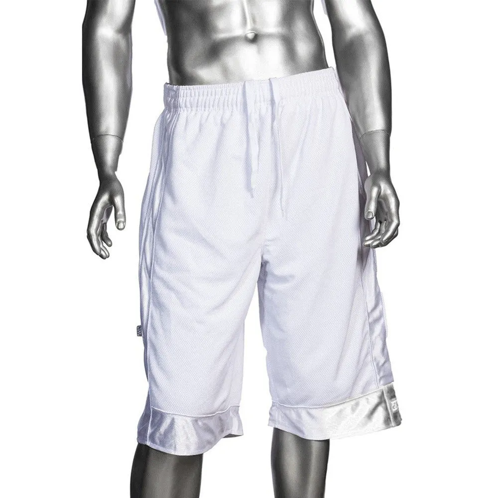 White Men's Pro Club Mesh Jersey Basketball Shorts