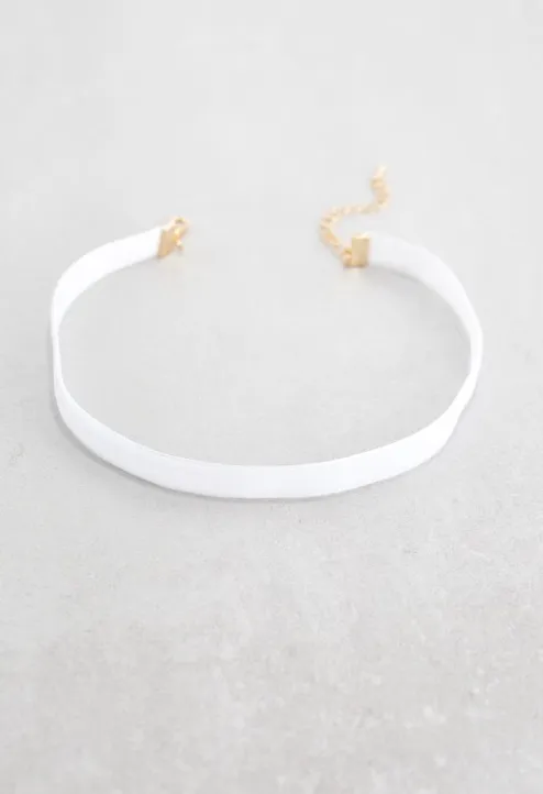 White Thin Velvet Choker