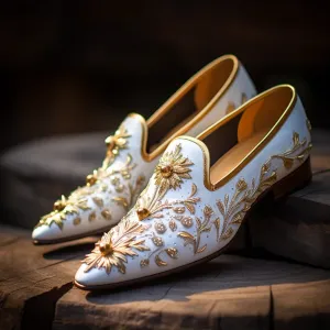 White Velvet Hand Work Zardozi Peshawari Loafers For Men | Wedding Shoes for Groom | Shoes for Haldi Mehendi Sangeet - Wedding Essentials