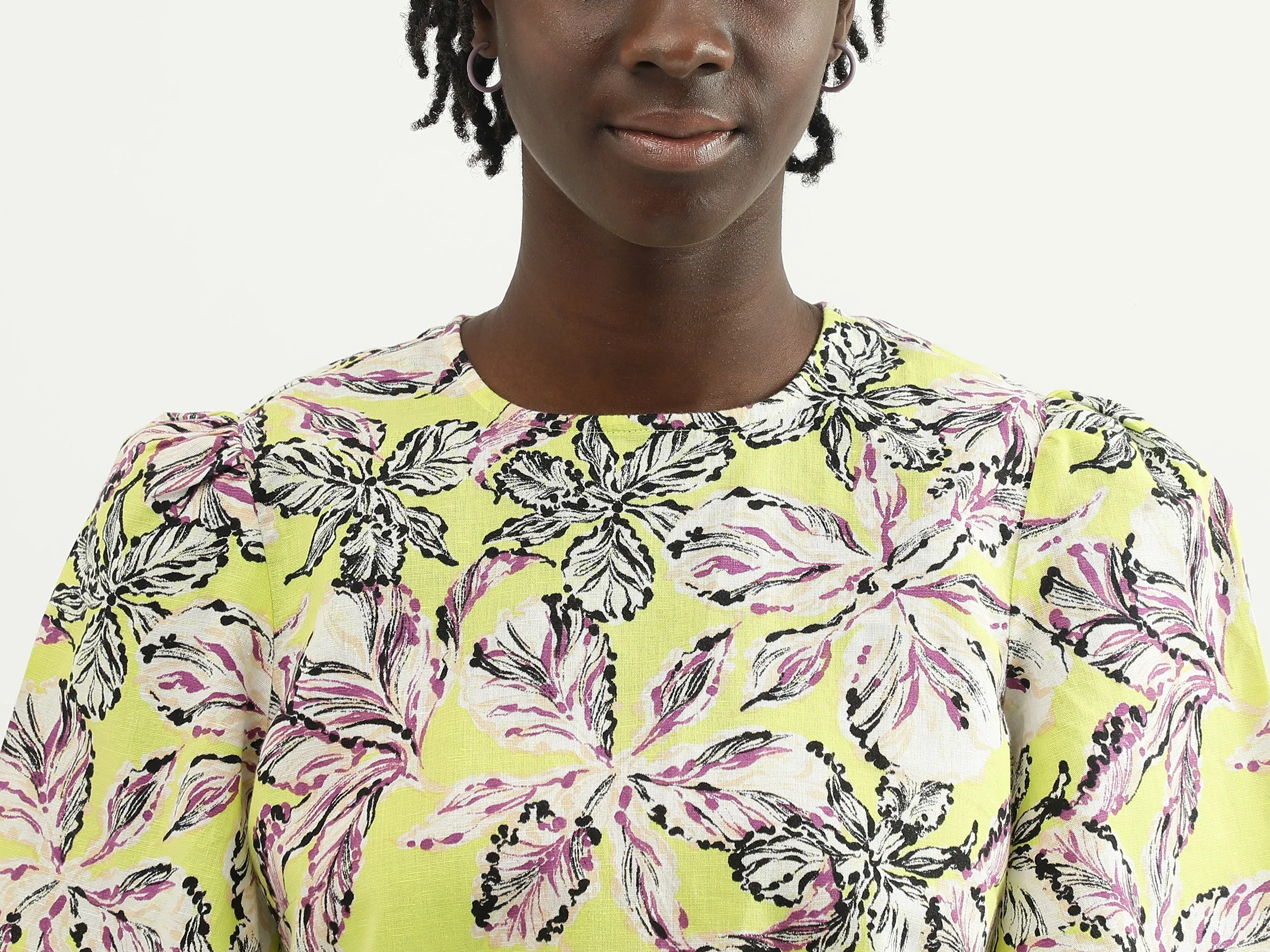 Women Printed Round Neck Top