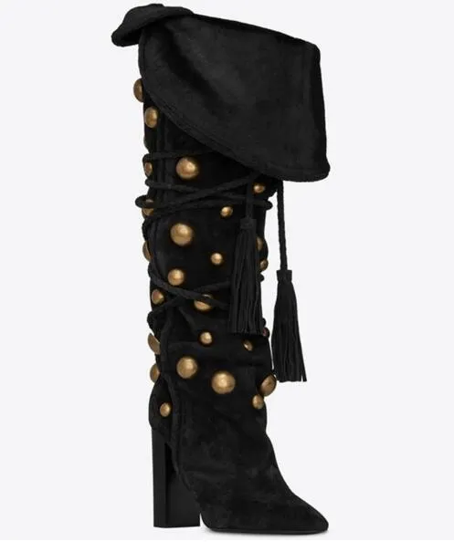 Women Warming Fold Lace Up Long Boots
