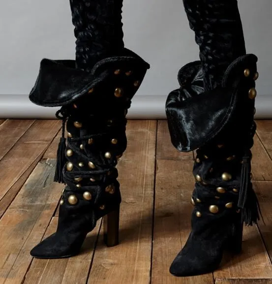 Women Warming Fold Lace Up Long Boots