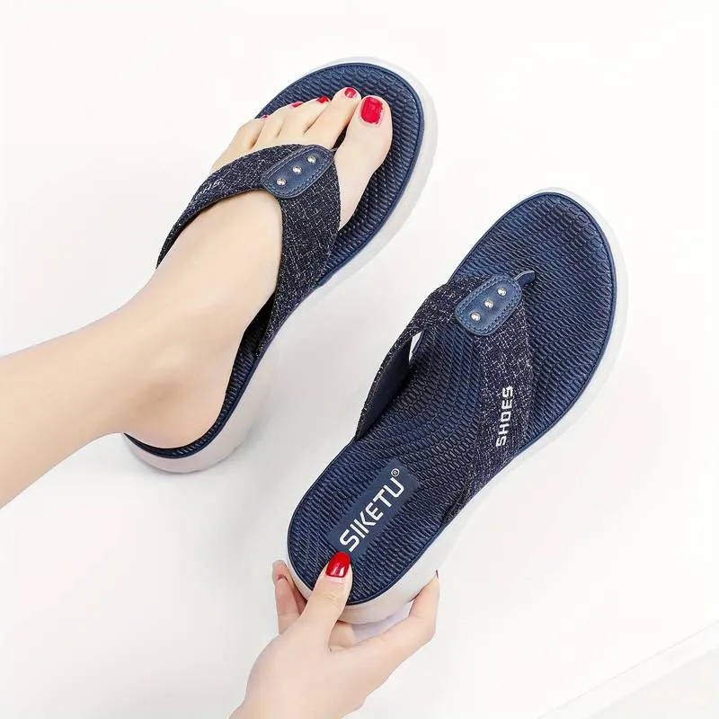 Womens Slip-On Wedge Flip Flops