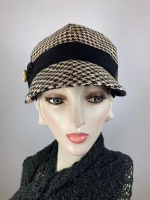 Women's winter hat baseball style. Newsboy hat Black, Ivory, Brown. Casual hat ladies. Warm comfy hat. Fabric travel hat. Ladies soft hat.
