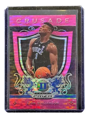 Zion Williamson 2019 Panini Prizm Draft Picks Crusade #51 Holo Rookie Card